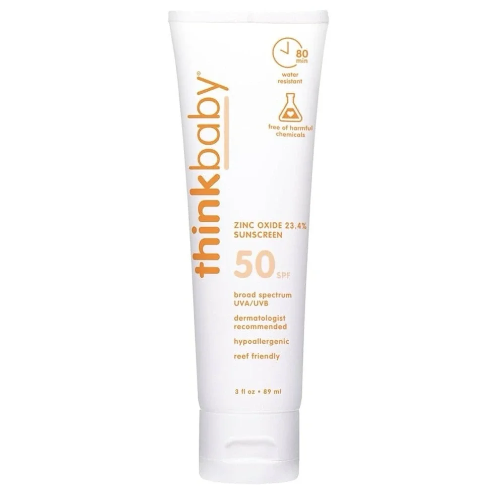 Thinkbaby SPF 50+ Baby Mineral Sunscreen 3oz Lot of 2 Zinc Oxide Water Resistant